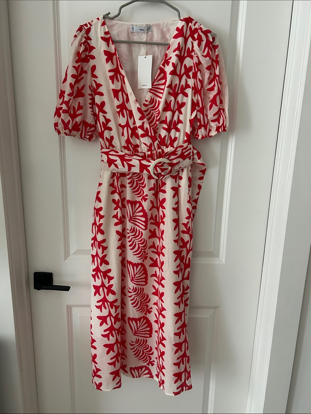 MNG Maxi Red and White Cotton Dress